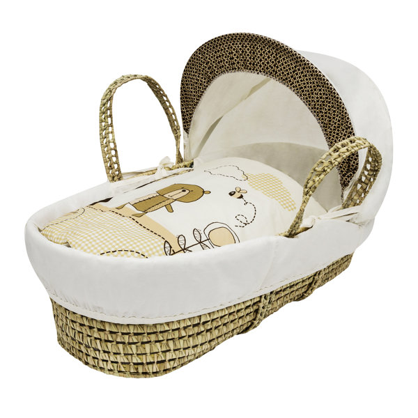 Kinder Valley Beige/White Animal Print Cotton Blend Moses Basket ...